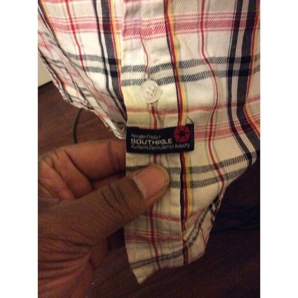 SouthPole Hexagon Product Short Sleeve Button Shirt Mens Size 5XL White Plaid - Picture 3 of 12